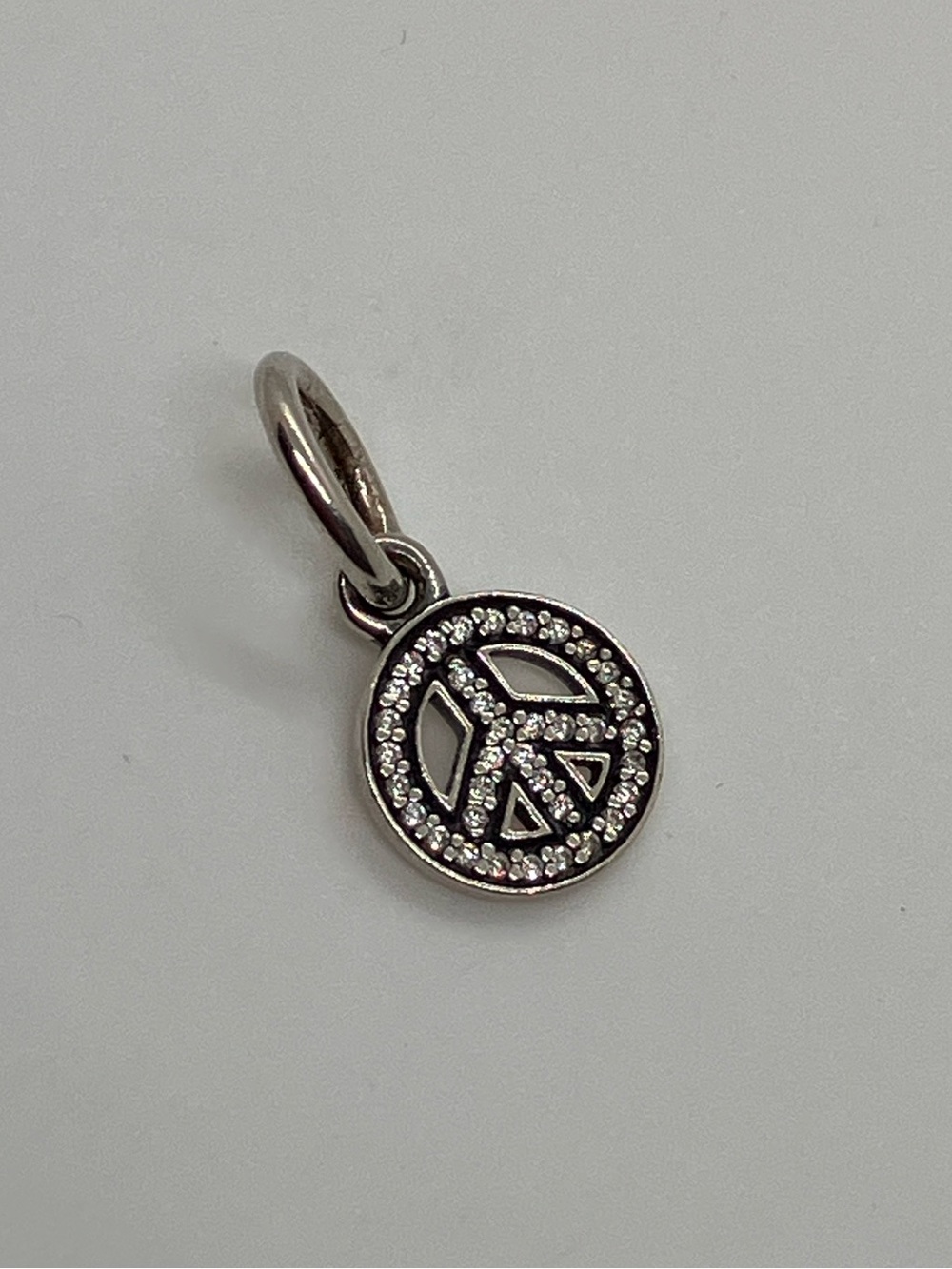 Pandora 925 ALE Symbol of Peace Cz Peace Sign Dangle Charm #791308CZ Retired